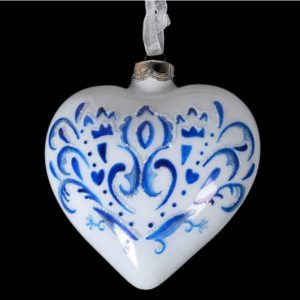 Coeur bleu et blanc Delft Peint à la main