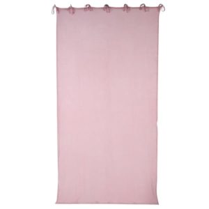 Voilage rose avec lacets en coton